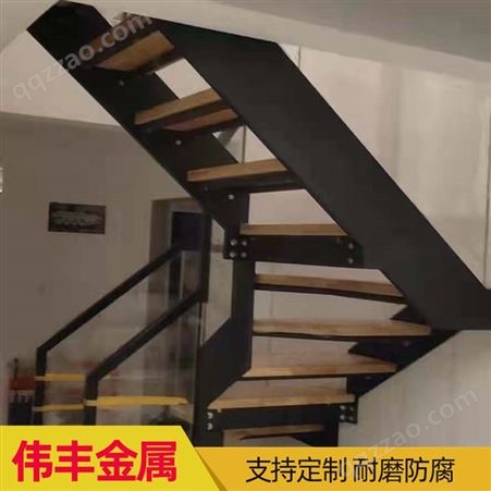 复式公寓楼梯定制 室内钢结构旋转梯 伟丰金属设计施工一体