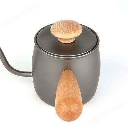 群力 家用手冲咖啡壶 木把手防烫挂耳式钛壶煮咖啡工具