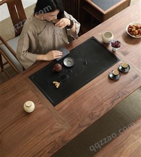 简易红实木茶桌椅组合现代简约茶盘嵌入式功夫茶台新中式禅意茶桌