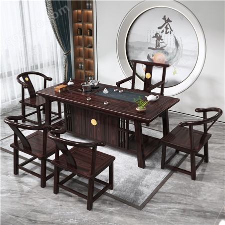 新中式实木茶桌椅组合办公室喝茶几桌茶具套装一体家用功夫泡茶台