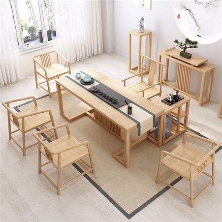 新中式实木茶桌椅组合现代简约功夫茶几茶具套装一体家用办公茶台