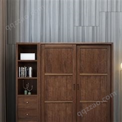 现代中式FAS级胡桃木实木家具两门纯铜装饰衣柜 工厂可定制