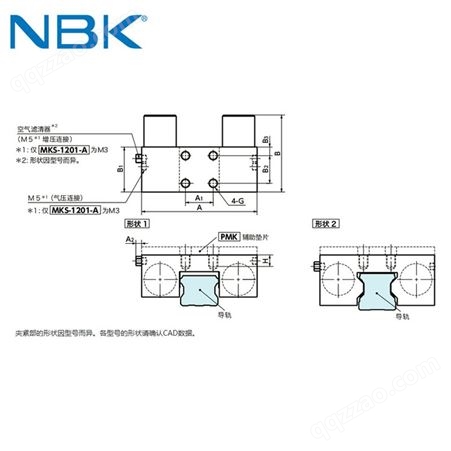 日本NBK MKS-04开放压力0.4MPa 气压常闭型导轨钳制器制动器刹车