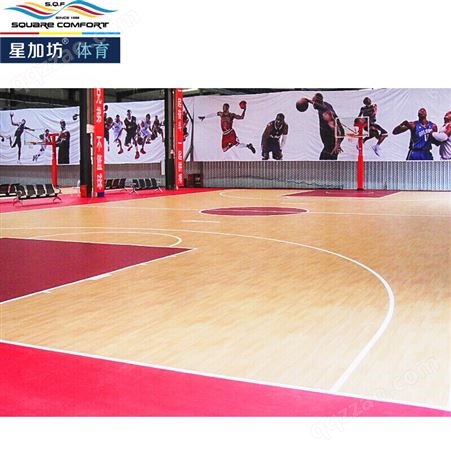 星加坊运动地胶室内篮球场羽毛球场专用pvc地垫地板木纹6.0mm平方
