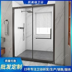 定制干湿分离不锈钢玻璃一字型推拉门 卫生间淋浴房隔断门
