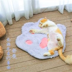 宠物猫爪印可爱垫子四色可选长毛绒宠物垫子小猫宠物垫防滑