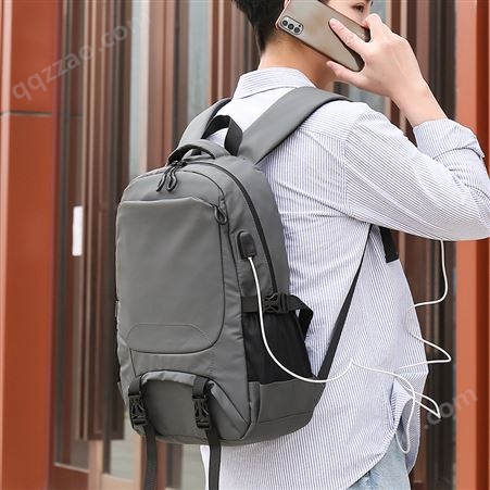日常通勤商务电脑包大容量USB接口大中学生双肩背包定制logo